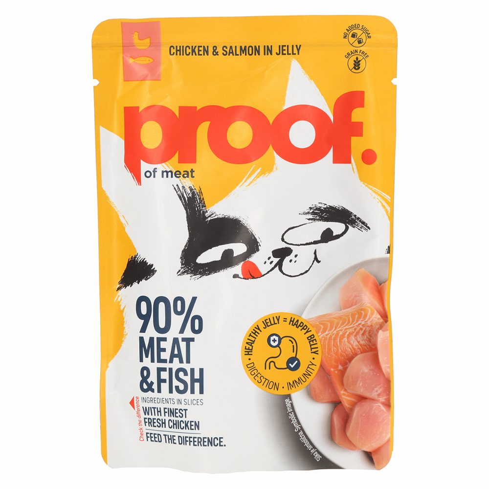 mokra hrana za mačke piščanec z lososom v želeju, proof, 85g
