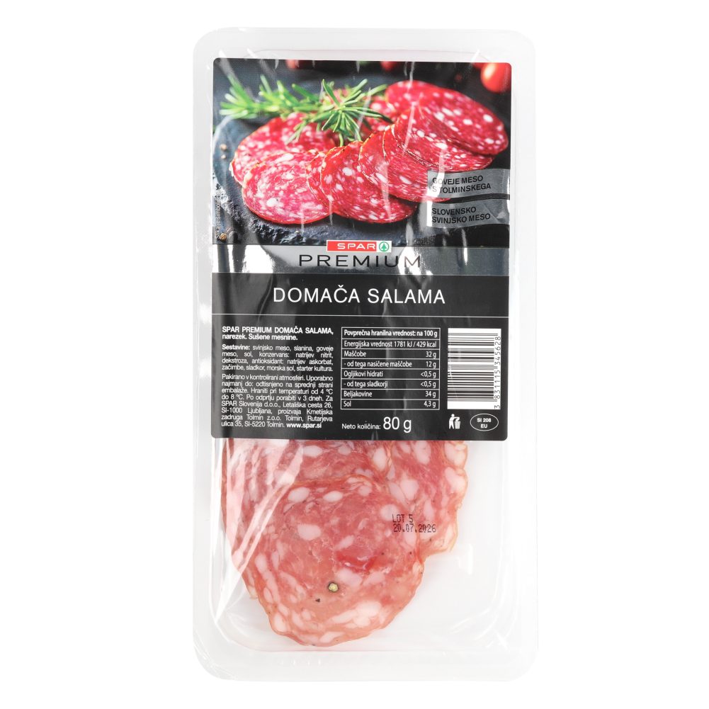 DOMAČA SALAMA, NAREZEK, SPAR PREMIUM, 80G