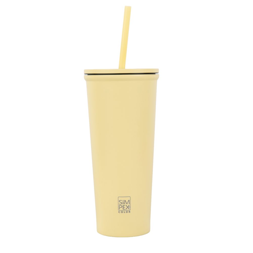 TERMO LONČEK SC, S SLAMICO, RUMEN, SIMPEX, 650ML