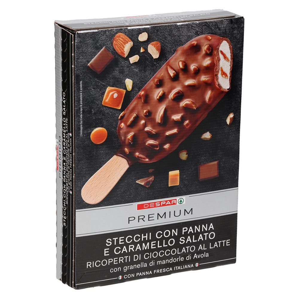 maxi sladoled na palčki, s smetano in karamelo, despar premium, 260g, 4/1