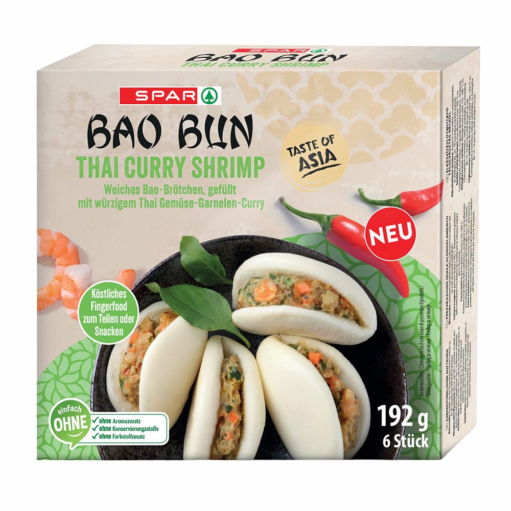 parjeni bao bunsi, s curryjem in kozicami, spar taste of asia, 192g
