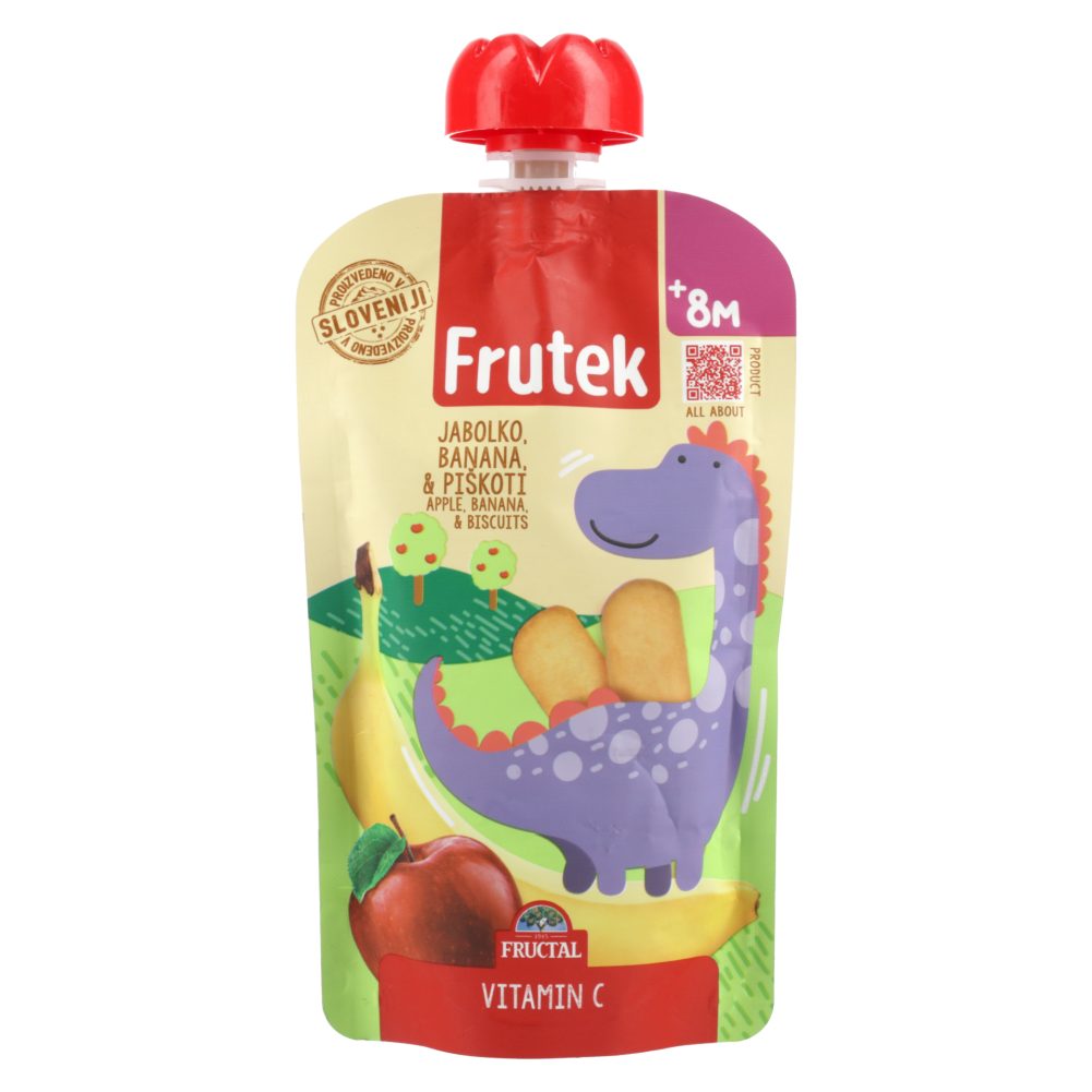 KAŠICA JABOLKO, BANANA IN PIŠKOT POUCH, FRUTEK, 100G