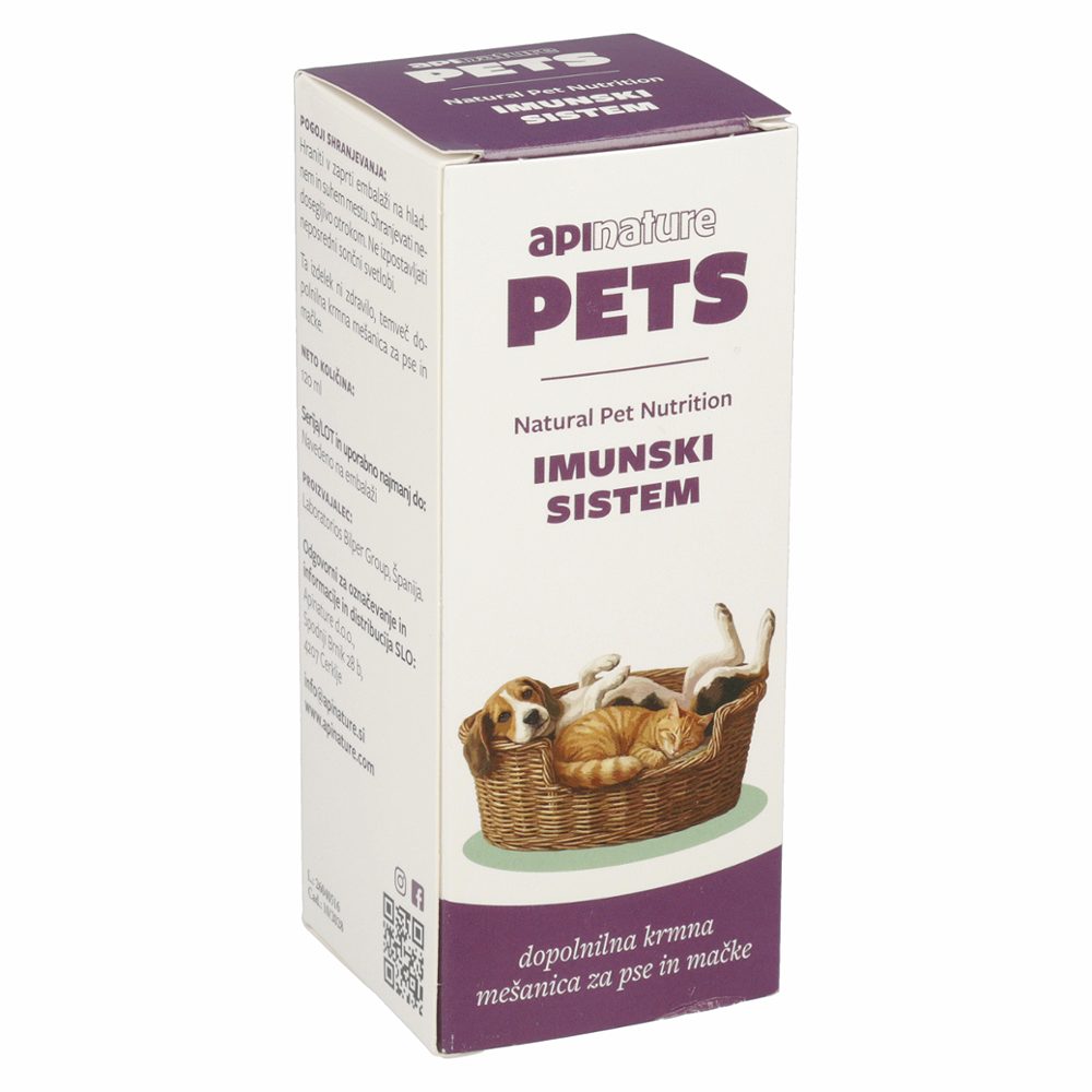 dopolnilna krmna mešanica za pse in mačke, imunski sistem, apinature pets, 120ml