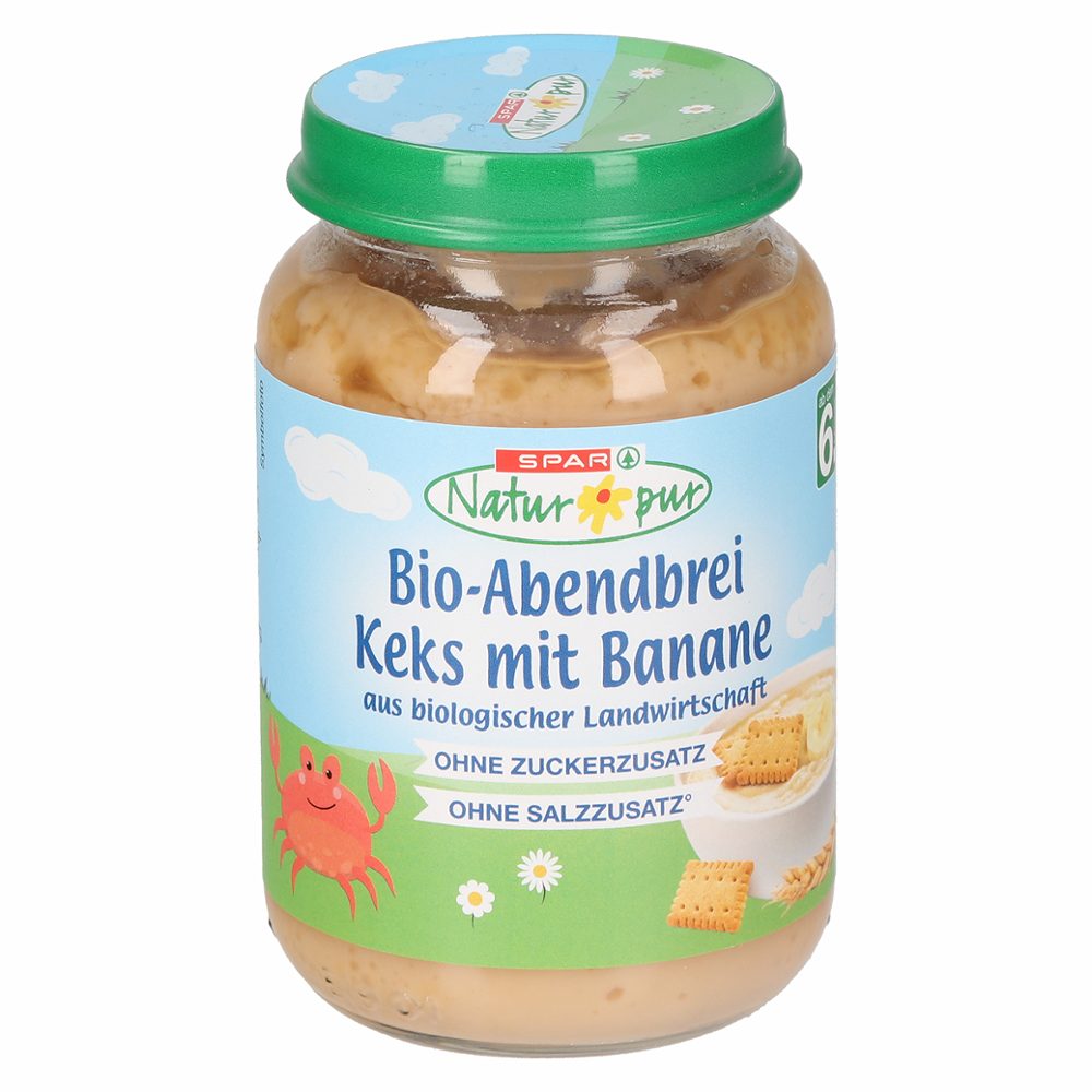 bio sadna kašica za večerni obrok, piškot z banano, od 6.meseca dalje, 190g