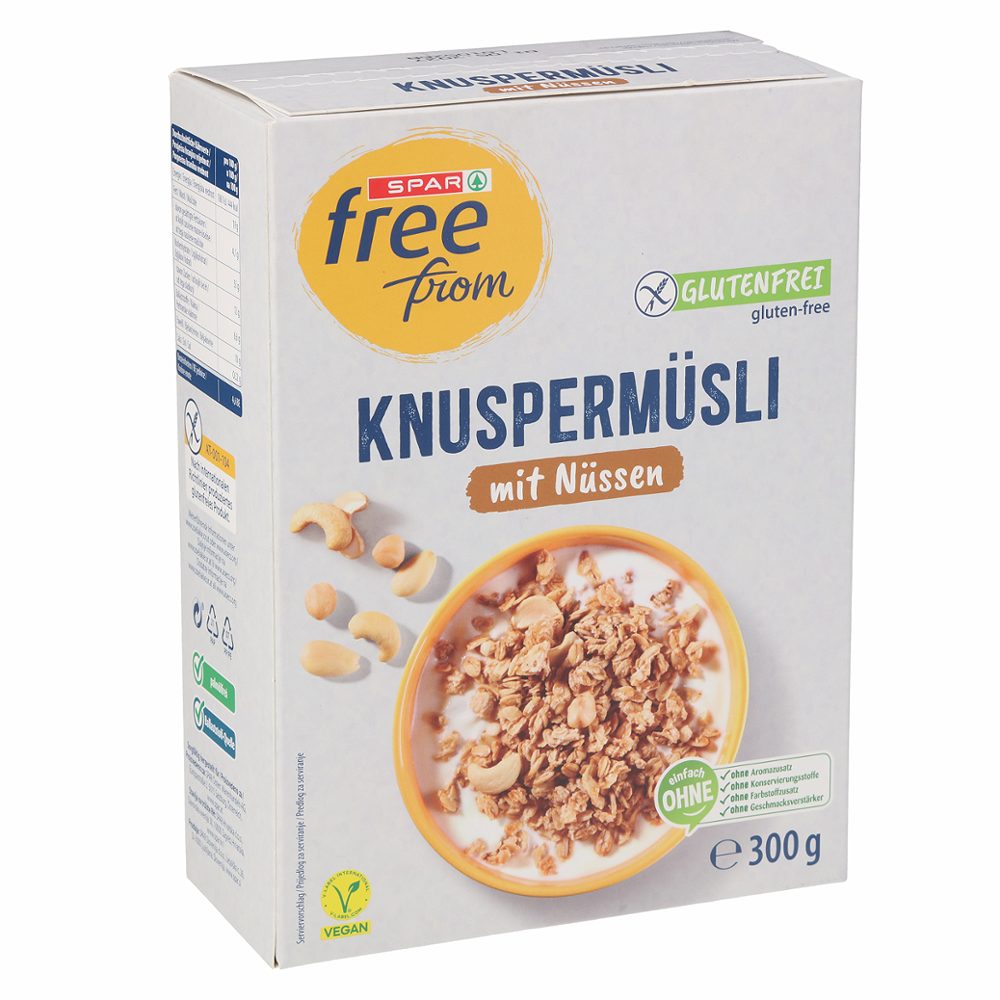 hrustljavi musli z oreščki, brez glutena, spar free from, 300g