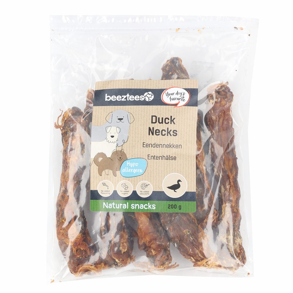 priboljšek za pse, račji vratovi, beeztees, 200g