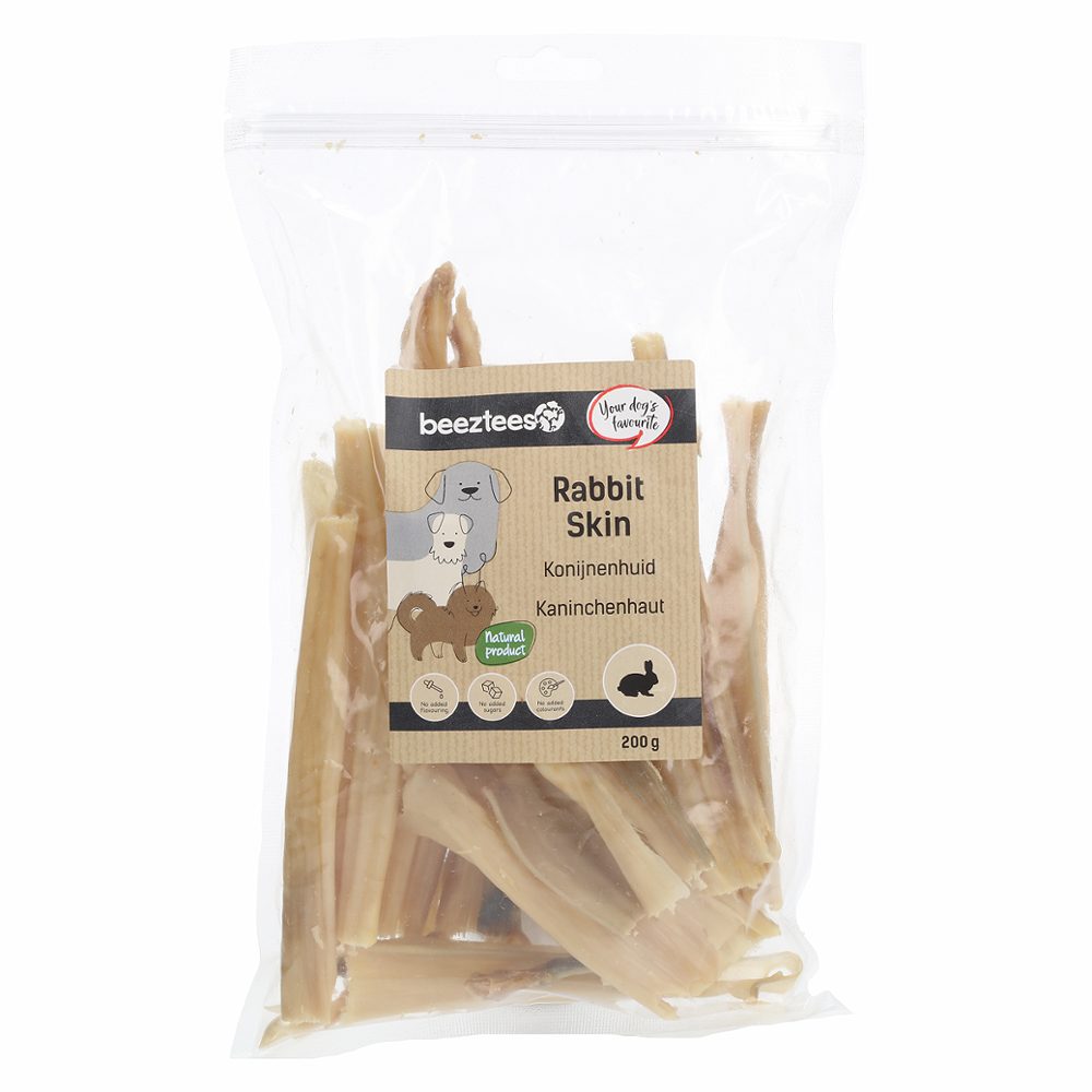 priboljšek za pse, kunčja koža, beeztees, 200g